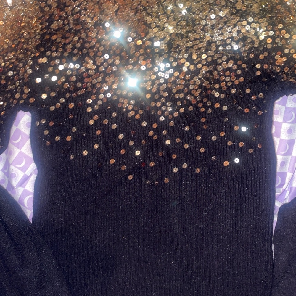 Black Sweater with Gold Sequins